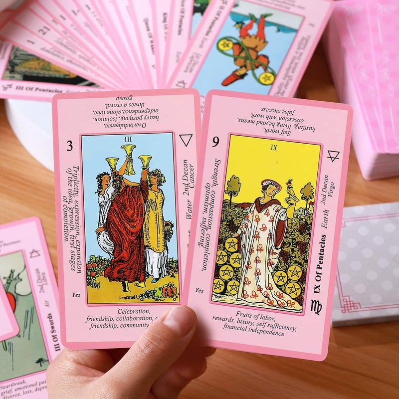 Myripoly Store Pink Tarot Cards Deck Set for Beginners with Meanings On Them-Tarot Card with Guidebook-(Free Velvet Tarot Bag Pouch) - Image 4